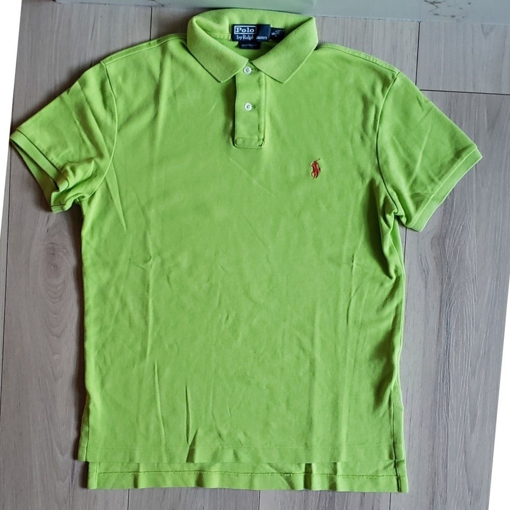 Ralph Lauren Shirt Polo Mens Small Green Custom Fit Short Sleeve Collared Pony